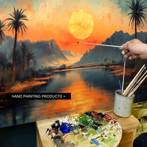 <span class=keywords><strong>Pintura</strong></span> al Óleo <span class=keywords><strong>de</strong></span> Paisaje con Amanecer Pintada a Mano Personalizada sobre Lienzo, Arte <span class=keywords><strong>de</strong></span> <span class=keywords><strong>Pared</strong></span> <span class=keywords><strong>para</strong></span> Decoración del Hogar, Impermeable y Ecológico - Product Image 4