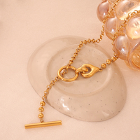 Nouveau Collier Tendance 2026 en Acier Inoxydable 316L Plaqué Or PVD 18K avec Fermoir OT, Chaîne Y Perlée Réglable, Bijou Cadeau