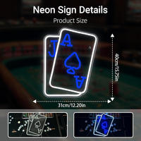 Bond Günstige Spielkarten Neon-Schild Poker Neon-Schilder für Wanddekoration LED Neonlicht Blau Rot Texas Hold 'em Double A Schilder