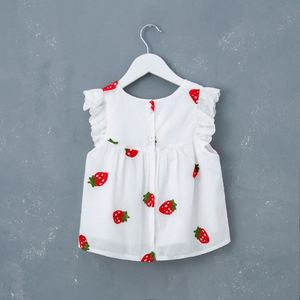 Vestido de Niña con Diseño Bordado de Fresas, Estilo Princesa, Sin Mangas, Cuello Redondo y Encaje, Éxito de Ventas del Verano - Product Image 2