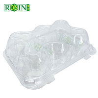 Vente en gros de contenants d'emballage en plastique transparent pour gâteaux, écologiques, 6 cupcakes, dessert, PET PP, coquille de palourde