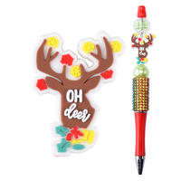 Breloques de stylo en PVC à thèmes variés, motifs de dessins animés, animaux et aliments de Noël, décorations DIY pour stylos, pour enfants, cadeaux de fête scolaire