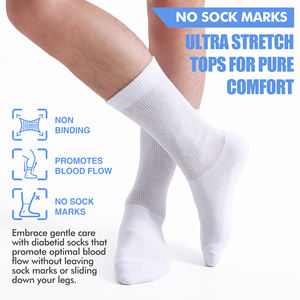 Kaos Kaki Bambu Grosir untuk Penderita <span class=keywords><strong>Diabetes</strong></span> Logo Kustom Warna Solid Unisex Model Crew Longgar Anti Selip Tidak Mengikat Bernapas - Product Image 2