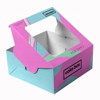 Emballage alimentaire jetable personnalisé pour tiramisu, boîte en papier rose pour pâtisserie, emballage de gâteau de mariage, boîte d'emballage pour brownie avec fenêtre