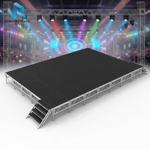 Plateforme de scène en alliage d'aluminium antidérapante noire 4x4 pieds, design double couche élégant pour concert DJ, capacité de charge de 750 kg, utilisation en extérieur - Product Image 5