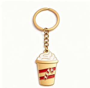 Enamel Coffee Cup Metal Key Chain Holiday Drink <b>Keyring</b> decorative bag <b>charm</b> gift accessory - Product Image 4
