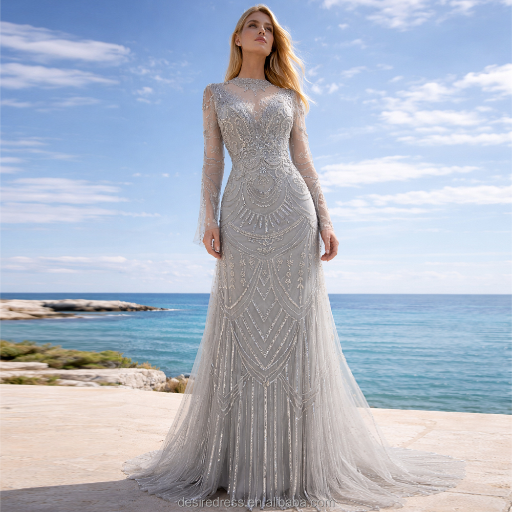 knee length dresses for ladies Simple gray v neck satin long prom dress, gray evening dress – dresstby main image 1