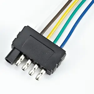 5 Way Flat Trailer Connector 5 Prong Trailer Wiring Harness Plug with Dust Cover Trailer Side 5Pin Light Plug Male End Connector