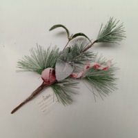 Buatan tangan bunga buatan dekorasi Natal merah Berry Pinecone dengan pinus batang & pilih