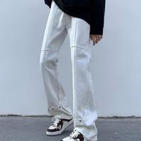 Pantalon en jean ample vintage pour homme, coupe droite, en coton, style baggy, délavé, ODM