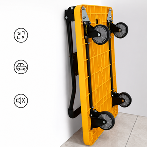 Steel Foldable <b>Portable</b> Industrial Platform Hand Cart Four-Wheel Warehouse <b>Trolley</b> Detachable Cargo Transport Hand Truck - Product Image 1