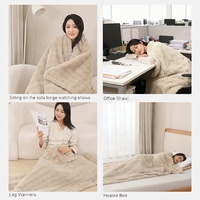 Nouvelle couverture électrique de luxe en fourrure de lapin rayée - Couverture chauffante à infrarouge lointain en fibre de carbone sans champ magnétique pour la chaleur hivernale
