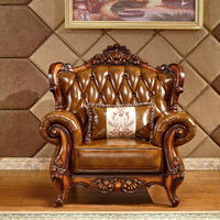 Europäisch 123 Kostenlose Kombination Sektional-Sofa-Set echtes Leder mit Massivholz geschnitztem Rahmen Heim Hotel Wohnzimmer Möbel