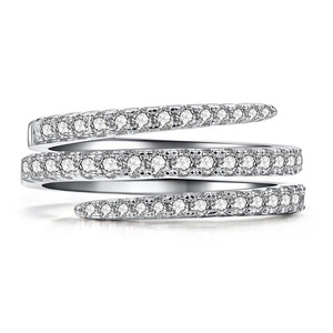Anillos de eternidad de oro blanco para mujer F671 con diamantes de talla brillante redonda en engaste de canal, joyería fina geométrica para boda - Product Image 2