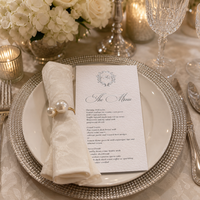 Cartes de menu de table de mariage personnalisées de luxe, lettres en feuille d'or et d'argent, style européen, personnalisables