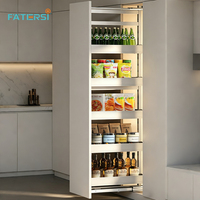 Meuble coulissant étroit et haut en alliage d'aluminium avec fermeture amortie et extension complète pour rangement de cuisine et garde-manger