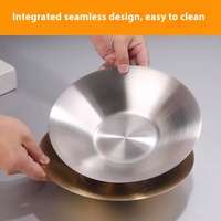 Bol de grande capacité en forme de V monocouche coréen moderne de luxe en acier inoxydable doré épaissi argent assiettes à vaisselle profondes