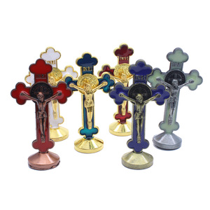 Decoración de Capilla, Crucifijo Católico Religioso, Cruz Católica con Colores en Forma de Gota de Aceite, Icono Religioso de Jesús, Estatuas Metálicas - Product Image 1