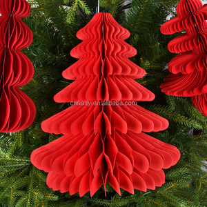 Boule de Noël en papier nid d'abeille, écologique, en forme de tour, multicolore, imperméable, centre de table personnalisé, décoration d'hiver - Product Image 1