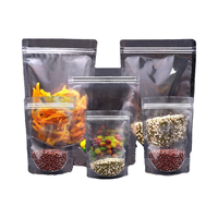 Sacs d'emballage transparents pour en-cas, noix, haricots, plusieurs tailles, classiques, durables, papier kraft d'un côté, fermeture éclair, pochettes debout pour aliments