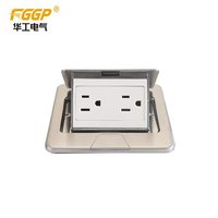 Prise de sol escamotable en acier inoxydable avec prises RJ45 US, auto-mise à la terre, 15A, 2 prises et 2 ports USB pour usage résidentiel