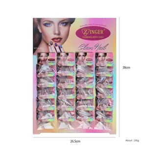 24 sacs de faux ongles de couleur pure, emballage indépendant, utilisés pour la décoration de bricolage
