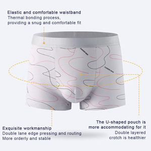 Wholesale 4 Pack Men's Mid-Rise Polyester Printed Men's Boxers <strong>Shorts</strong> Breathable <strong>Seamless</strong> <strong>Underwear</strong> - Product Image 3