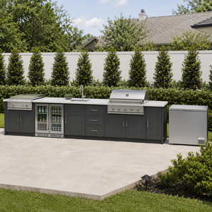Cuisine barbecue extérieure  et station de grill pour villas Four électrique encastré sur mesure et gril en acier inoxydable - Product Image 2