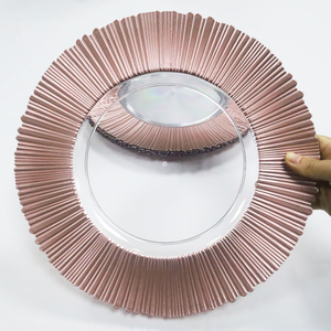 Assiettes de présentation jetables TGYW <span class=keywords><strong>vintage</strong></span> 13 pouces avec bordure or rose, motif végétal en acrylique pour décorations de mariage et de fête - Product Image 4