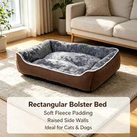 Lit pour animaux de compagnie rond et rectangulaire en peluche douce, antidérapant, avec rebord, canapé-lit pour chien et chat, lit de sommeil chaud pour animaux de compagnie d'intérieur, pour chiens de petite, moyenne et grande taille