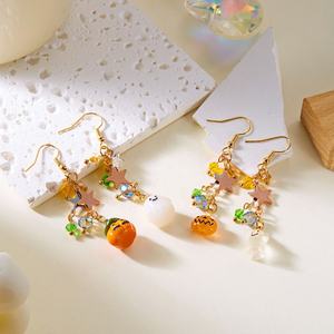 Pendientes de Borla con Colgante de Calabaza Fantasma Naranja de Verano para Mujer, Aleación Chapada en Oro para Fiestas, Accesorios para Orejas de Halloween - Product Image 3