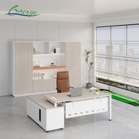 Suministro Directo de Fábrica, Mueble Personalizado, Mesa de Gerente Moderna con Superficie de Madera, Escritorio Ejecutivo para Contratistas de Proyectos de Oficina