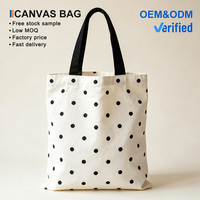 Sac fourre-tout en toile personnalisé, réutilisable, à pois, tendance, pour les courses quotidiennes, vente en gros