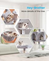 Arbre à chat avec grand hamac, tour à plusieurs niveaux pour chats d'intérieur, condo pour chats avec griffoirs couverts de sisal et perchoir supérieur
