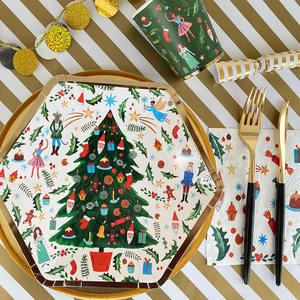 <span class=keywords><strong>Kit</strong></span> de <span class=keywords><strong>vaisselle</strong></span> <span class=keywords><strong>jetable</strong></span> pour fête de Noël en papier pour 8 invités, assiettes, gobelets, serviettes, par Party Maker 616243 - Product Image 6