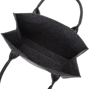 DEQI <strong>Black</strong> Felt Women Handbag Creative Lady Tote <strong>Solid</strong> Shopping <strong>Bag</strong> Casual Shoulder <strong>Bag</strong> Square Trend Felt <strong>Bags</strong> with PU Handles - Product Image 4