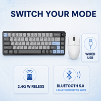 Clavier mécanique multi-appareils RGB, souris sans fil 2,4 GHz, combo USB C, ensemble portable pour le bureau et les jeux
