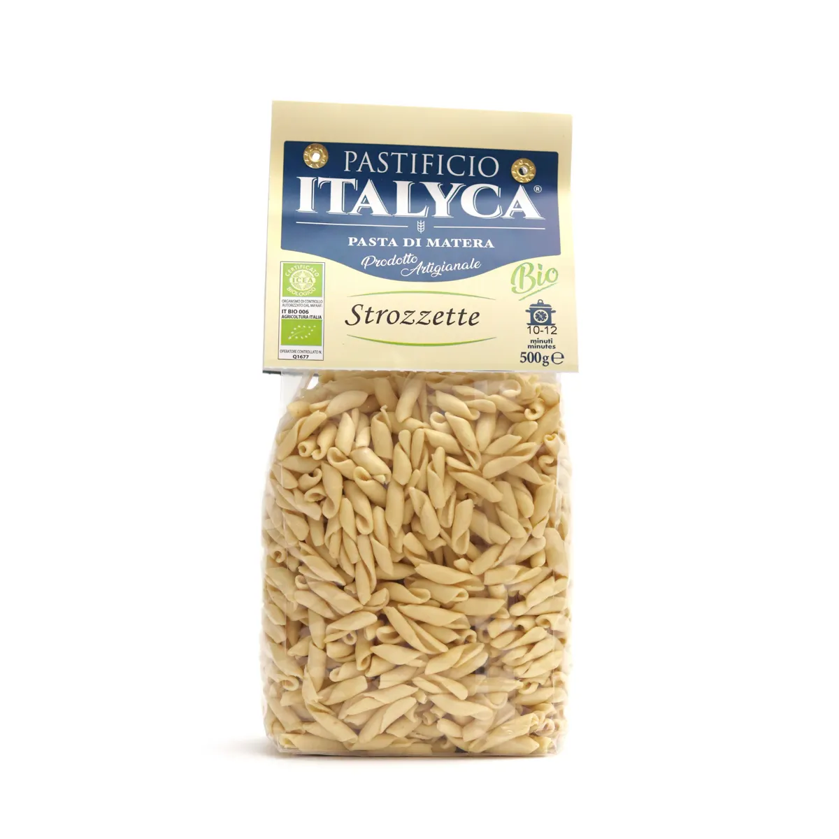 perfect quality small strozzapreti 500g certified organic artisanal pasta made in italy italian dry pasta