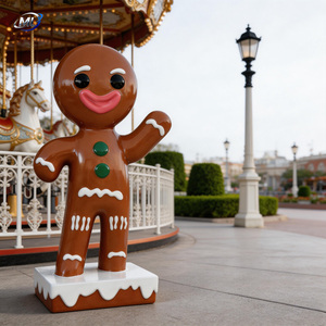รูปปั้นคนขนมปังขิงคริสต์มาสขนาดใหญ่แบบกำหนดเอง ทำจากไฟเบอร์กลาส สำหรับตกแต่งสวนกลางแจ้ง ศิลปะตกแต่งห้างสรรพสินค้า - Product Image 5