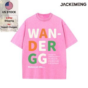 오버사이즈 "WANDERGG" 컬러 블록 완더러스트 스트리트웨어 레트로 티셔츠 미국 현지 창고 도매 아웃도어 어드벤처 반팔 - Product Image 3