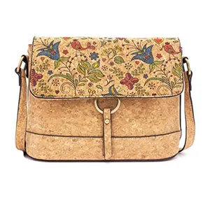 High Quality Vegan Cork Crossbody Bag Women Shoulder Bag Cork Messenger Bag Cork Fabric Casual Tote Vintage Daily