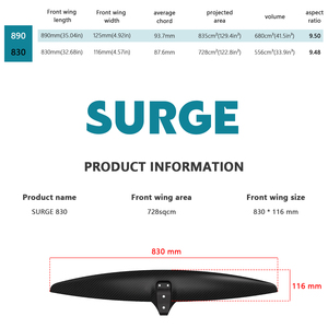 Axis Surge 830 Front Wing : Planche de surf, wingfoil, kitesurf, et hydrofoil pour le pumping et les jeux aquatiques - Product Image 2
