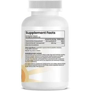 Cápsulas de Aceite de Vitamina D3 K2 Hegdavt OEM 10000 UI, Suplemento 2 en 1, Apoya la Salud Ósea, Cardíaca e Inmunológica - Product Image 6