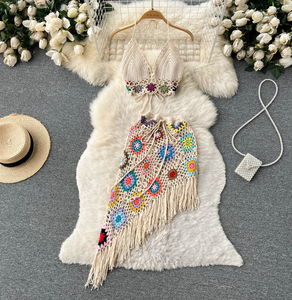 JINRU fábrica personalizada mujeres dos piezas hechas a mano abuela cuadrado ganchillo falda <span class=keywords><strong>Bikini</strong></span> Tops cubrir conjunto - Product Image 2