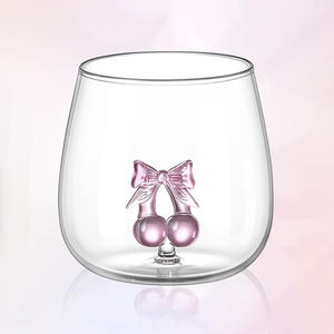 Copas de Vino sin Tallo con Diseño de Lazo Rosa Cereza de San Valentín, Copas 3D Estéticas para Beber, Ideales para Fiestas de San Valentín y Galentine - Product Image 3