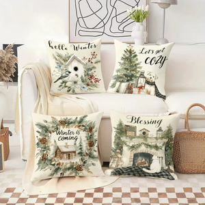 Gối ném mùa đông ấm áp với họa tiết lễ hội và thông điệp ngày lễ để trang trí nhà cửa - Product Image 2