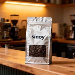 Sachet <span class=keywords><strong>de</strong></span> café en plastique imprimé couleur personnalisé <span class=keywords><strong>de</strong></span> qualité alimentaire avec fermeture éclair, pochette à fond plat et valve unidirectionnelle pour aliments en conserve et chewing-gum - Product Image 1