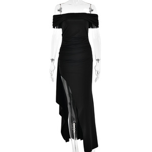 Robe longue dos nu à épaules dénudées, robe de soirée à fente haute, tenue de soirée pour femmes - Product Image 5