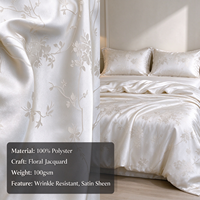 Parure de lit 4 pièces en tissu jacquard brocart 100 % polyester, teint, lisse, écologique, 120 GSM, pour la maison - Prix bas