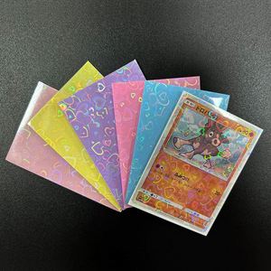 Holographic Heart Pattern <b>Card</b> <b>Sleeves</b> Multi-Color Plastic No Closure for Po kemon <b>Cards</b> Cute Style 61x91mm - Product Image 1